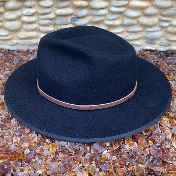 New Will + Bear Calloway Black Wide Brim 100% Wool Hat/Fedora SM Western - Picture 8 of 16